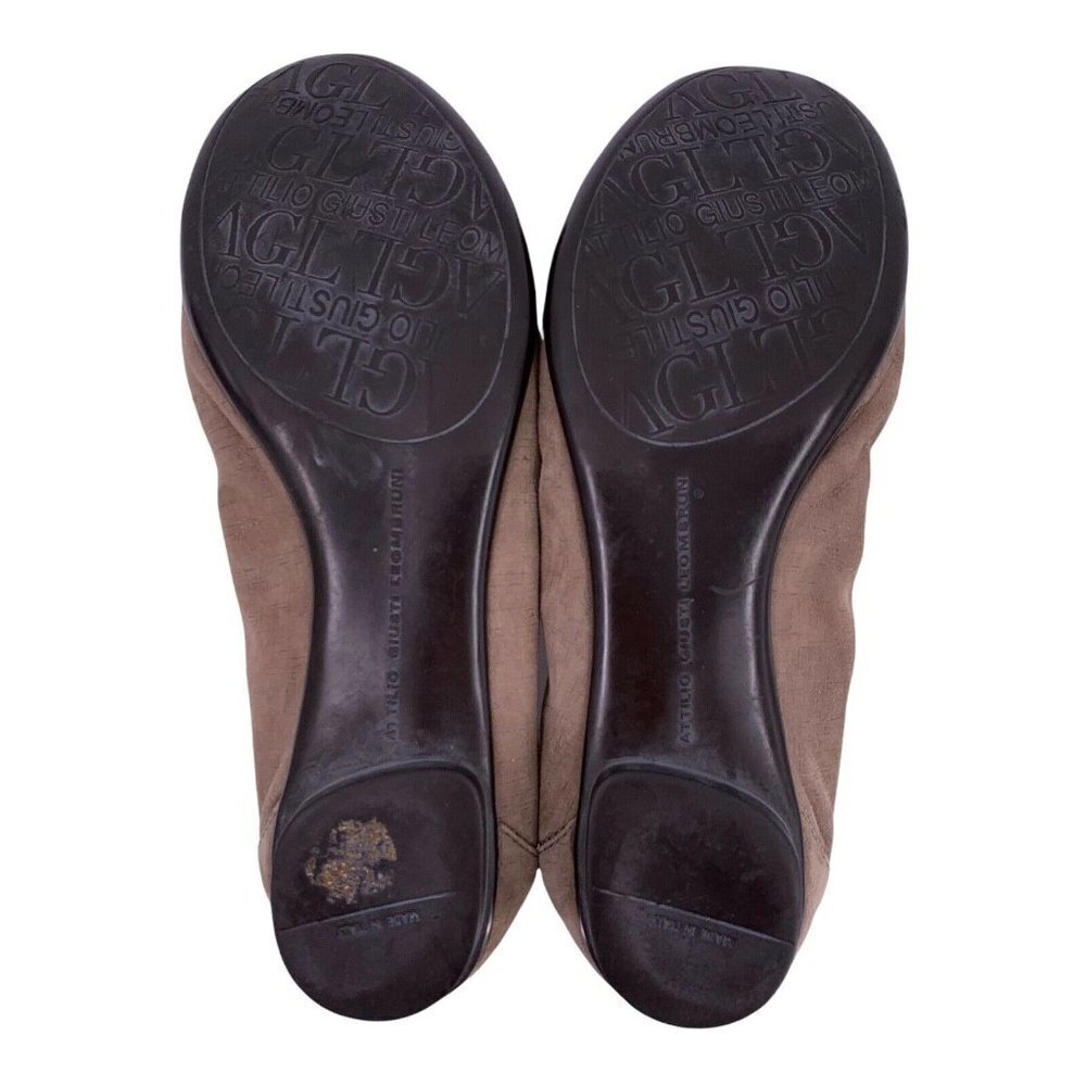 AGL Taupe Brown Suede and Snakeskin Cap Toe Ballet Flats Size 37 - Picture 6 of 6